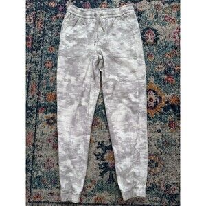 Athleta Farallon Jogger Pants Gray Camo Print Pockets‎ Drawstring Size 2